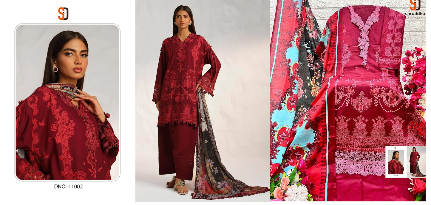 Vintage Vol 11( 11001-11002) Shraddha Designer Lawn Cotton Pakistani Patch Work Suits Manufacturer Ahmedabad