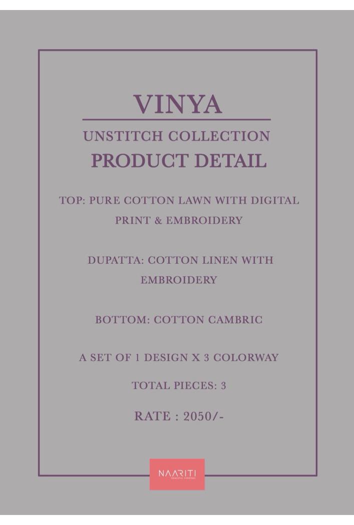 Vinya Naariti Lawn Cotton Pakistani Salwar Suits Wholesale Price