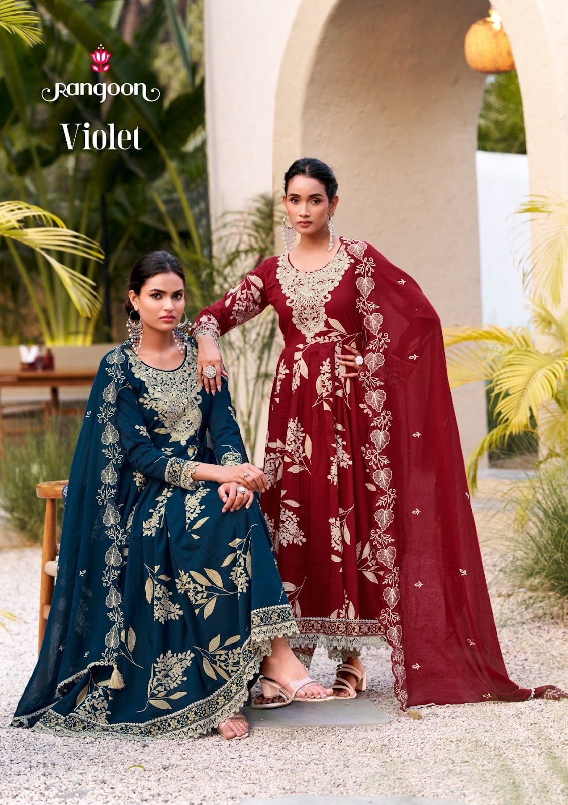 Violet Rangoon Cotton Cambric Readymade Suits Wholesaler India