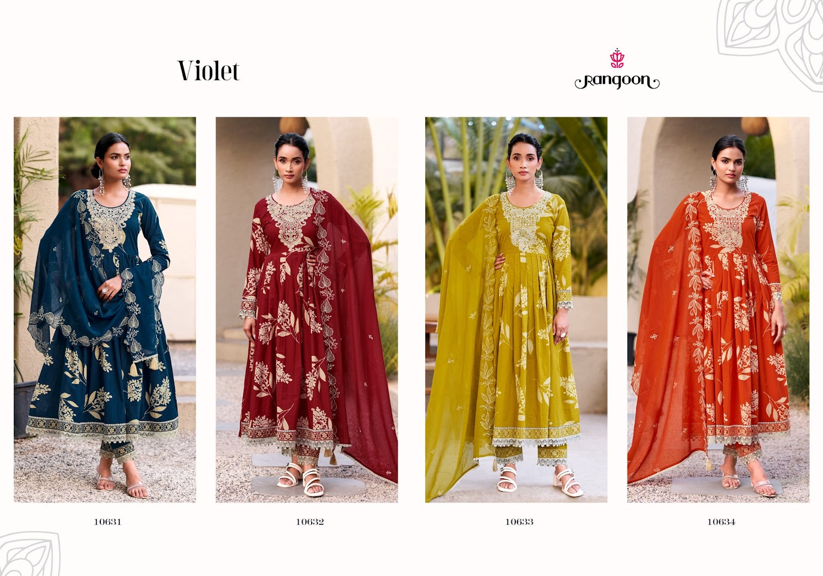 Violet Rangoon Cotton Cambric Readymade Suits Wholesaler India