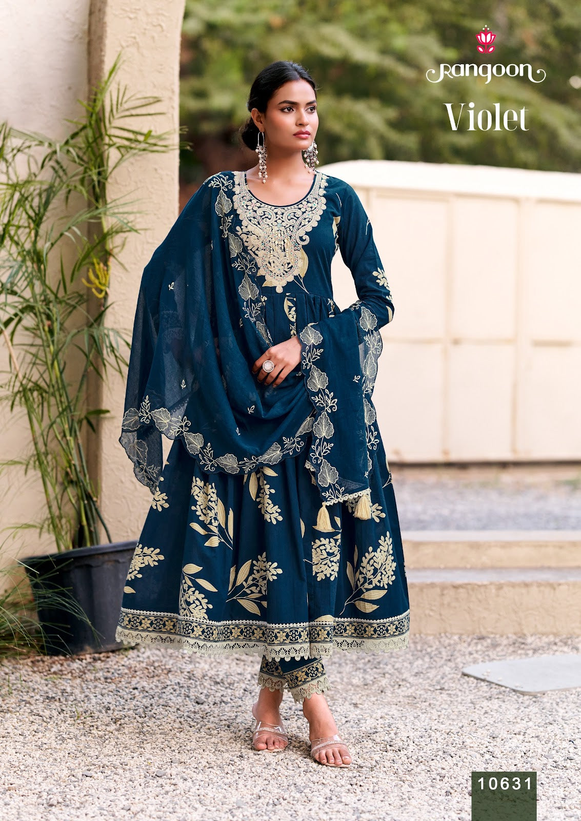 Violet Rangoon Cotton Cambric Readymade Suits Wholesaler India
