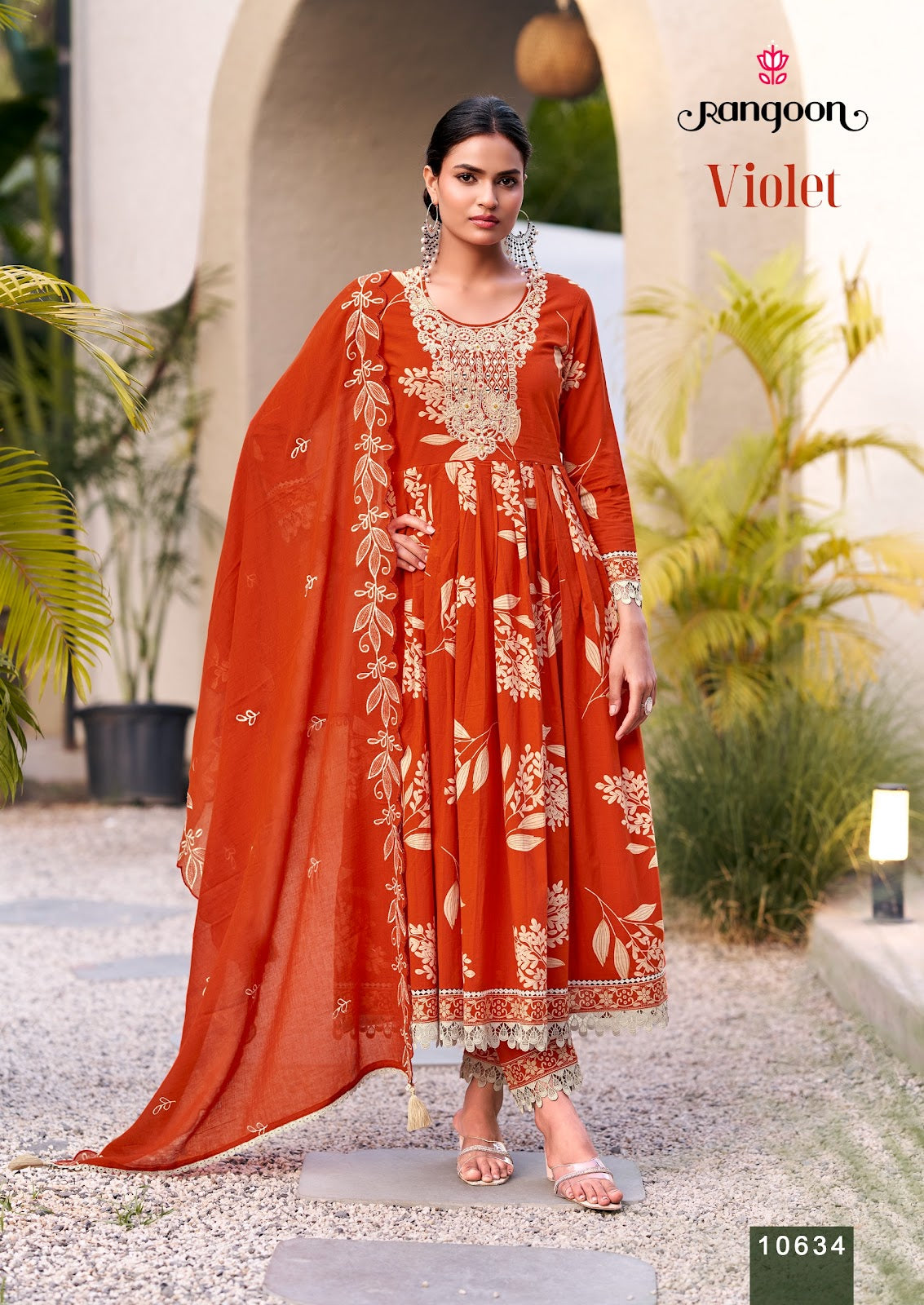 Violet Rangoon Cotton Cambric Readymade Suits Wholesaler India