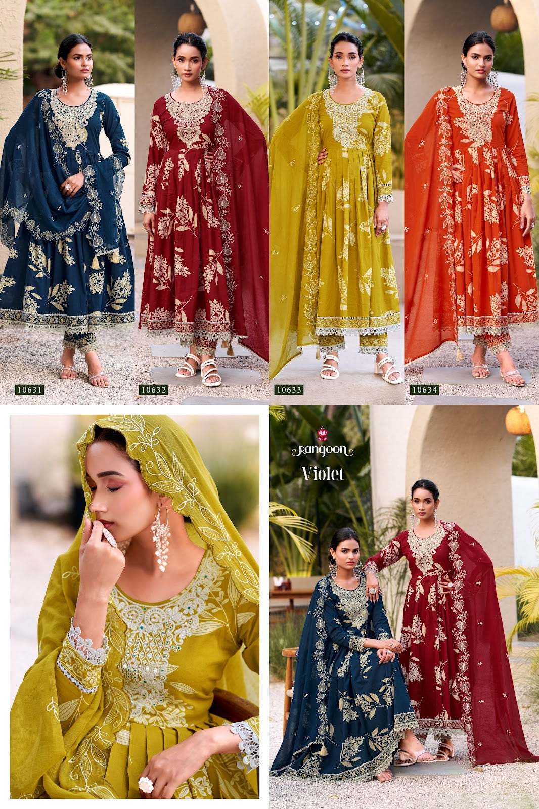 Violet Rangoon Cotton Cambric Readymade Suits Wholesaler India