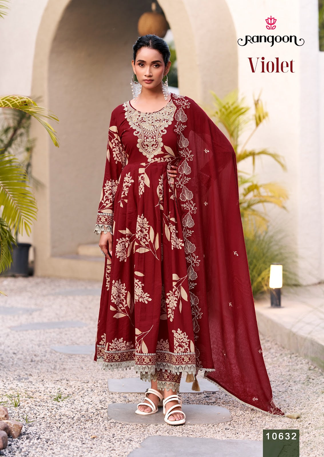 Violet Rangoon Cotton Cambric Readymade Suits Wholesaler India