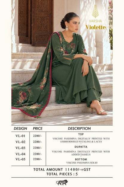 Violette Varshaa Viscose Pashmina Suits Manufacturer