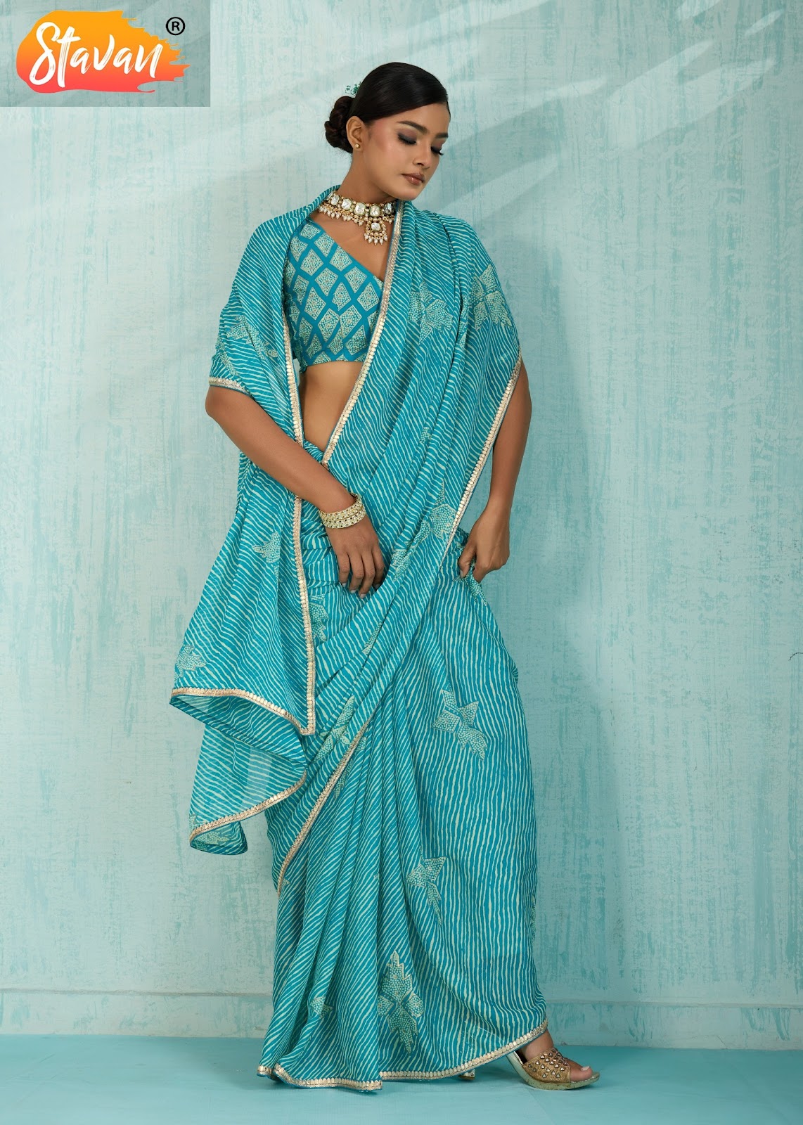 Violin Stavan Chiffon Sarees Exporter