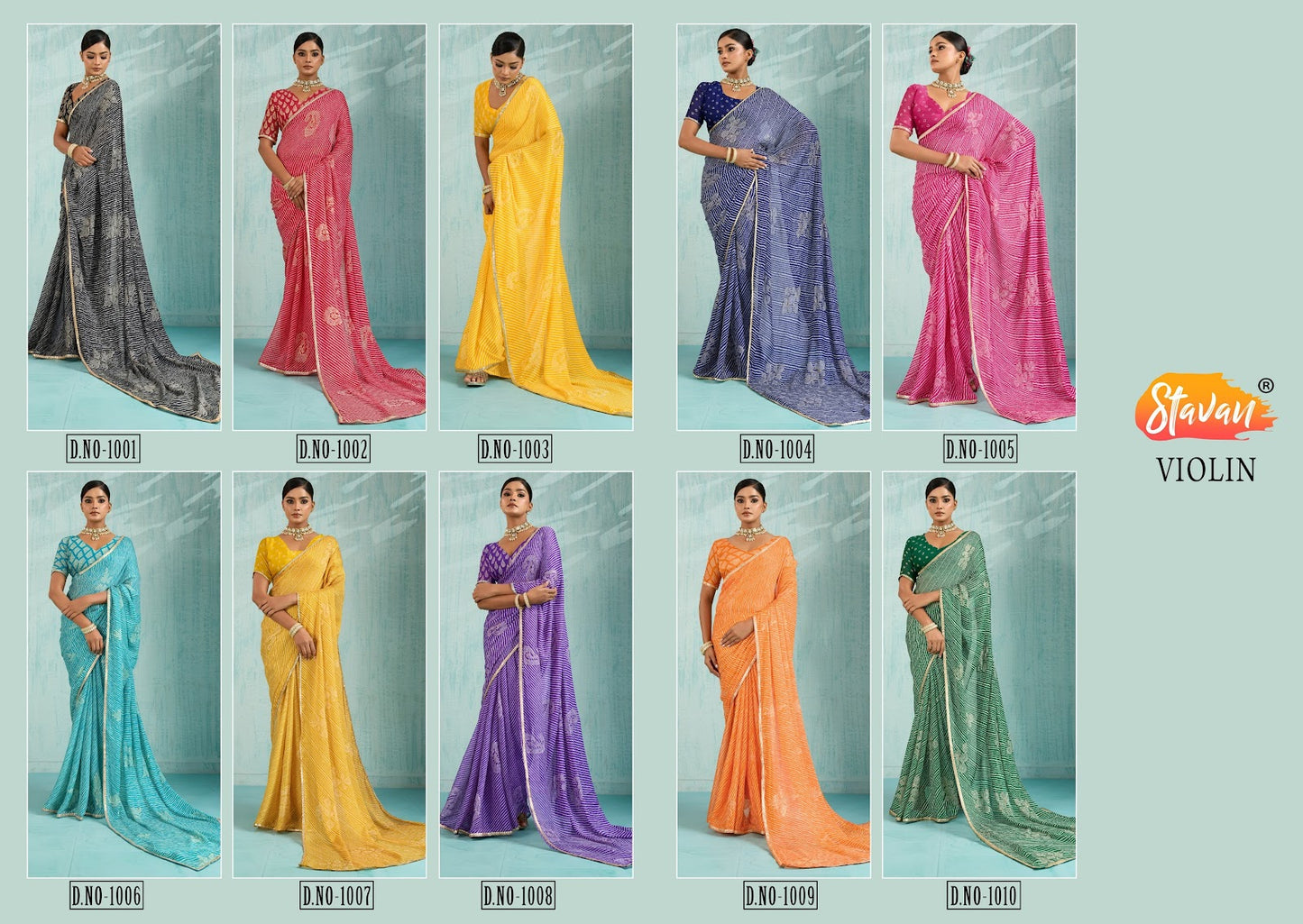 Violin Stavan Chiffon Sarees Exporter