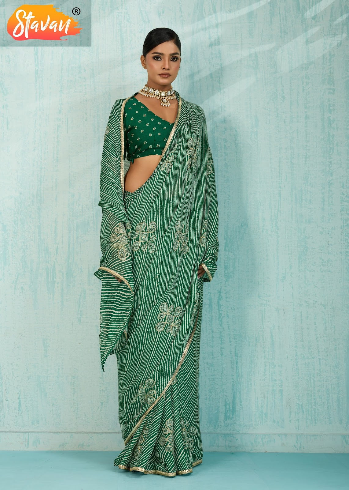 Violin Stavan Chiffon Sarees Exporter