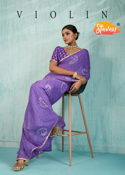 Violin Stavan Chiffon Sarees Exporter