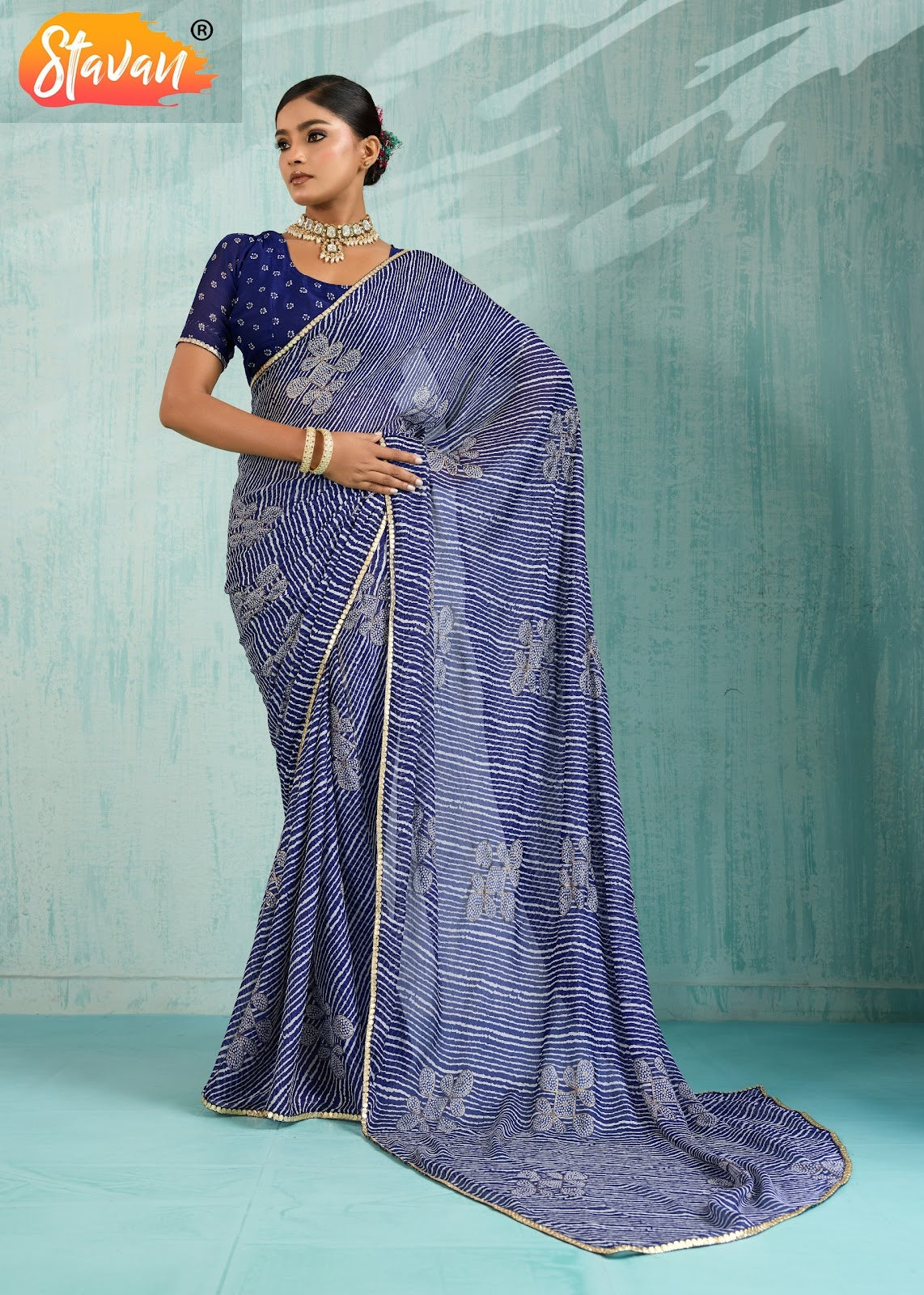 Violin Stavan Chiffon Sarees Exporter