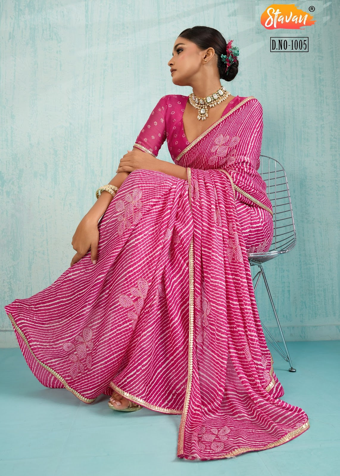 Violin Stavan Chiffon Sarees Exporter