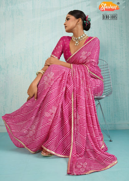 Violin Stavan Chiffon Sarees Exporter