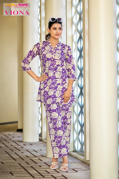 Viona Tips Tops Reyon Co Ord Set Manufacturer Ahmedabad