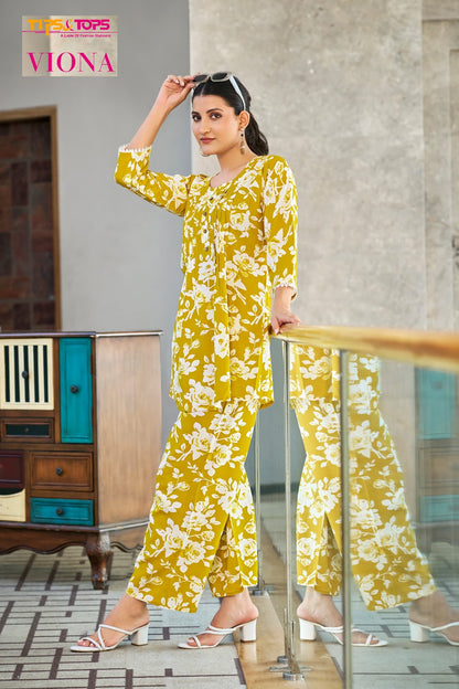 Viona Tips Tops Reyon Co Ord Set Manufacturer Ahmedabad