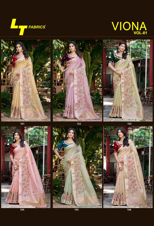 Viona Vol 1 Lt Fabrics Kora Silk Sarees Manufacturer India