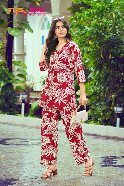 Viona Vol 3 Tips Tops Reyon Co Ord Set Wholesaler Gujarat