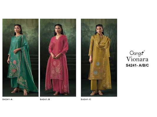 Vionara S4241 Ganga Bemberg Silk Plazzo Style Suits Supplier Gujarat