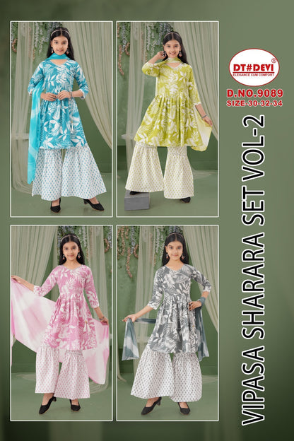 Vipasa Vol 2 Dn 9089 Dt Devi Cotton Girls Readymade Sharara Suits Manufacturer Gujarat