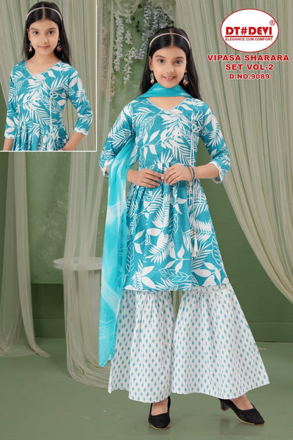 Vipasa Vol 2 Dn 9089 Dt Devi Cotton Girls Readymade Sharara Suits Manufacturer Gujarat
