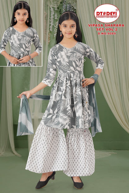 Vipasa Vol 2 Dn 9089 Dt Devi Cotton Girls Readymade Sharara Suits Manufacturer Gujarat