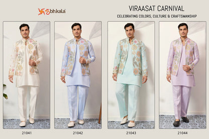 Viraasat Carnival With Koti Shubhkala Satin Silk Mens Kurta Pajama Manufacturer India