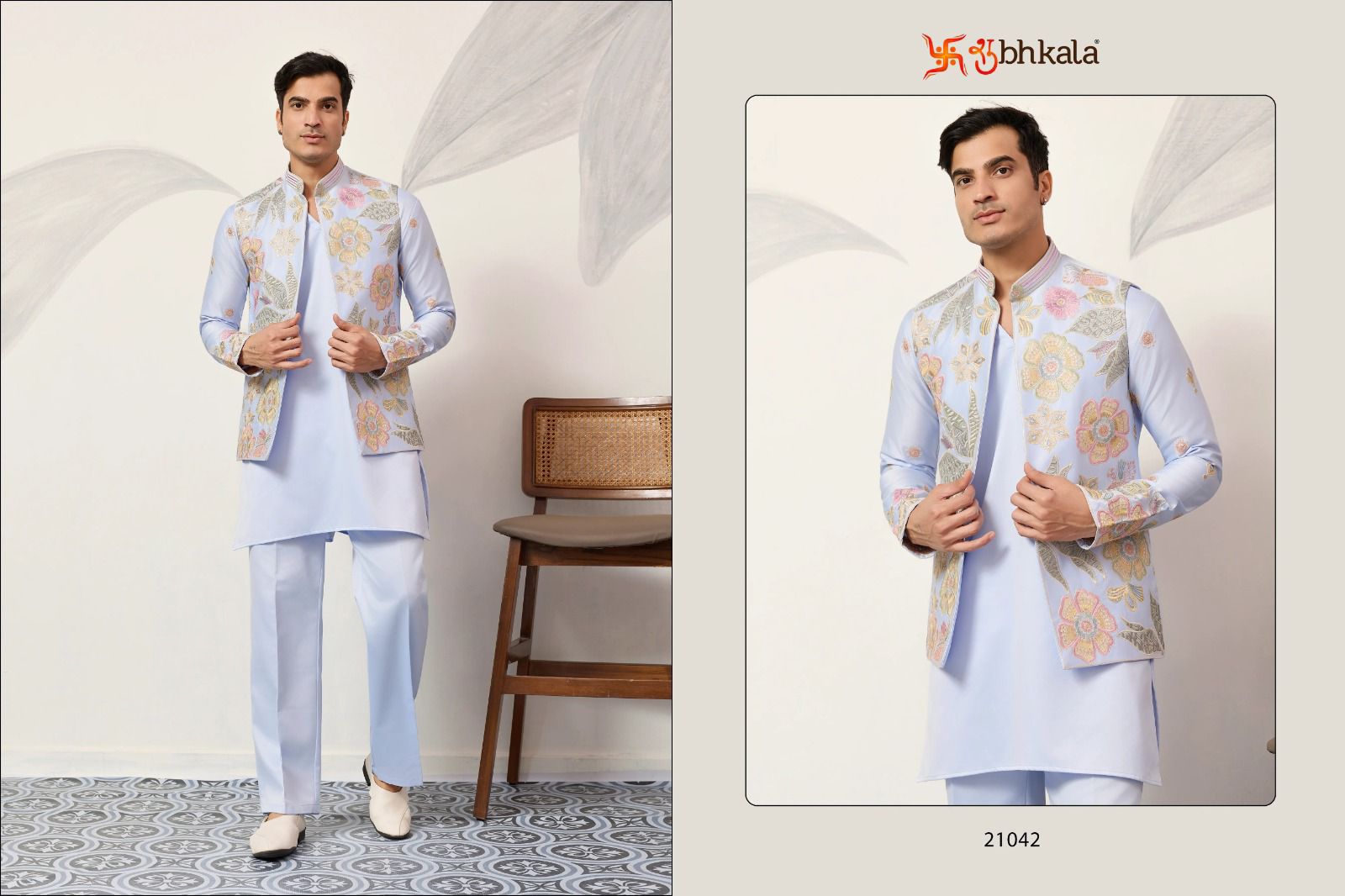 Viraasat Carnival With Koti Shubhkala Satin Silk Mens Kurta Pajama Manufacturer India