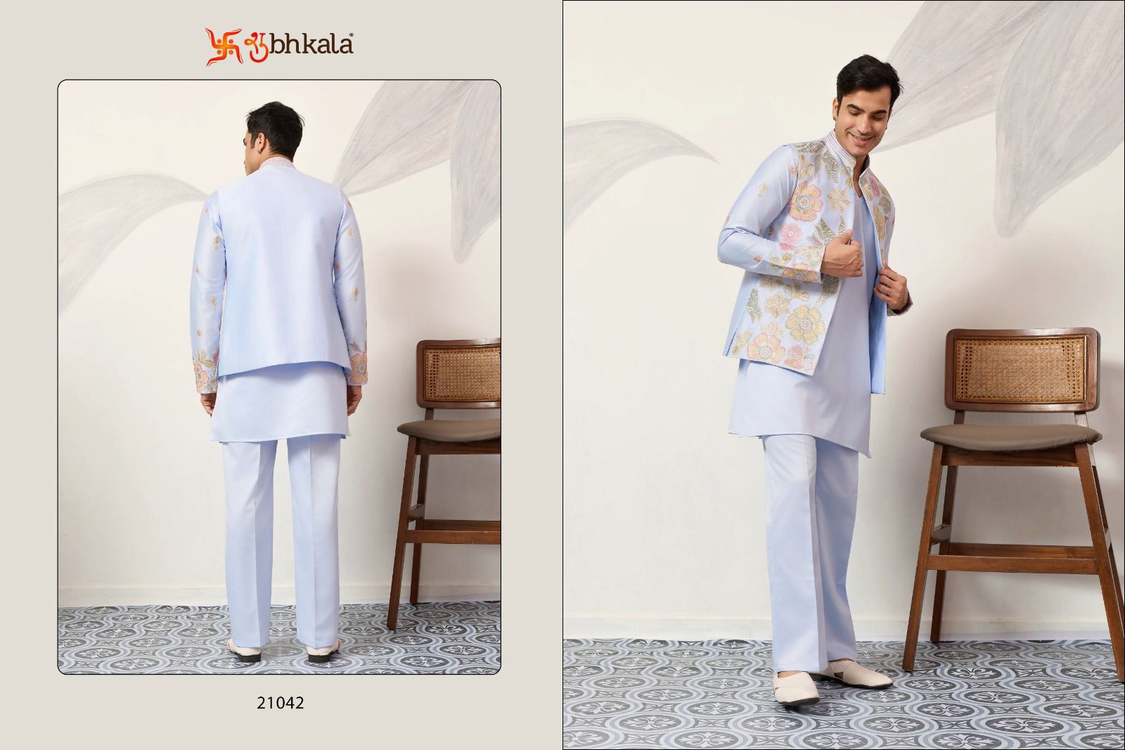 Viraasat Carnival With Koti Shubhkala Satin Silk Mens Kurta Pajama Manufacturer India