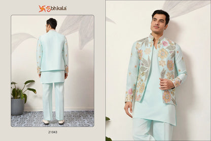Viraasat Carnival With Koti Shubhkala Satin Silk Mens Kurta Pajama Manufacturer India