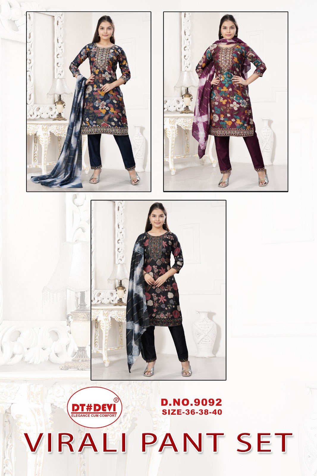Virali Dn 9092 Dt Devi Vetican Girls Readymade Pant Suits Exporter