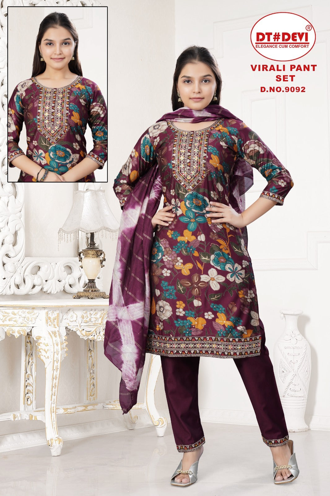 Virali Dn 9092 Dt Devi Vetican Girls Readymade Pant Suits Exporter