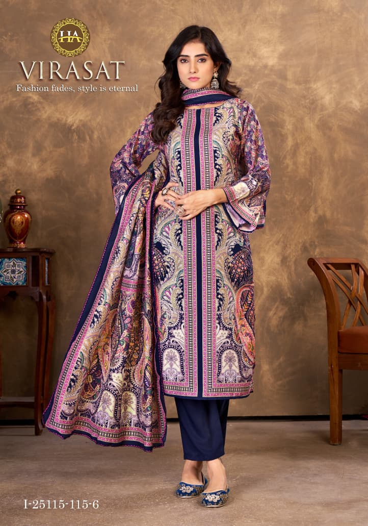 Virasat Harshit Fashion Muslin Karachi Salwar Suits Manufacturer Ahmedabad