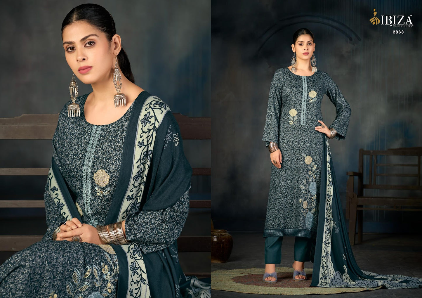 Virasat Ibiza Pashmina Suits Wholesale Price