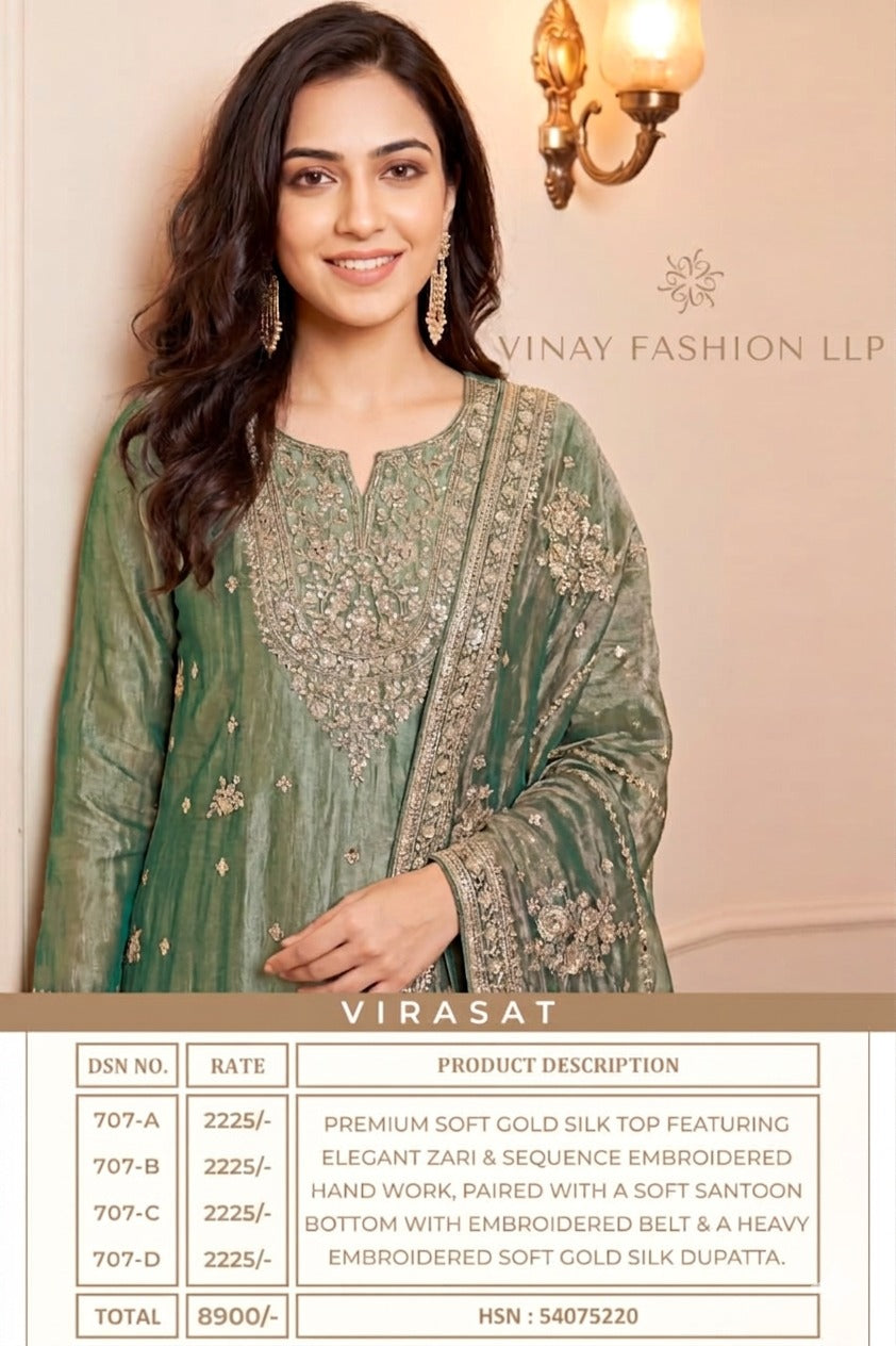 Virasat Kuleesh Vinay Fashion Llp Silk Pant Style Suits Exporter India