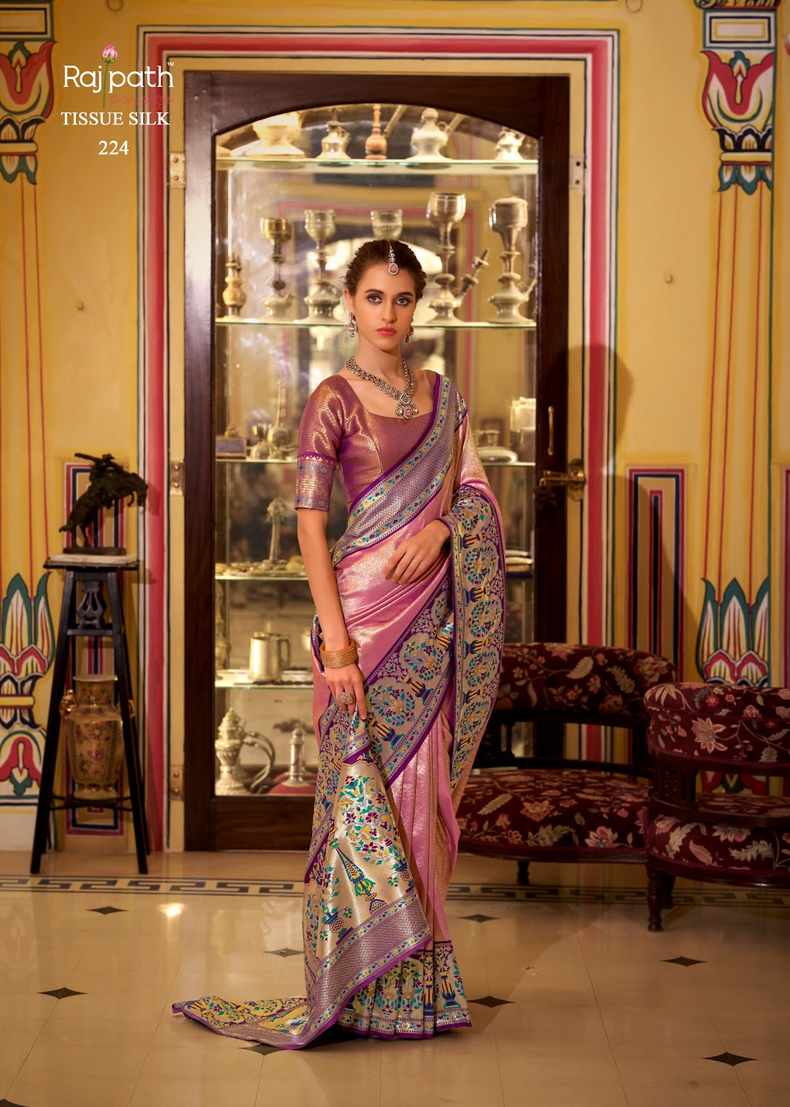 Virashat Silk Rajpath Tissue Sarees Wholesale