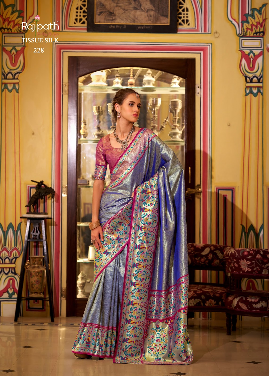 Virashat Silk Rajpath Tissue Sarees Wholesale