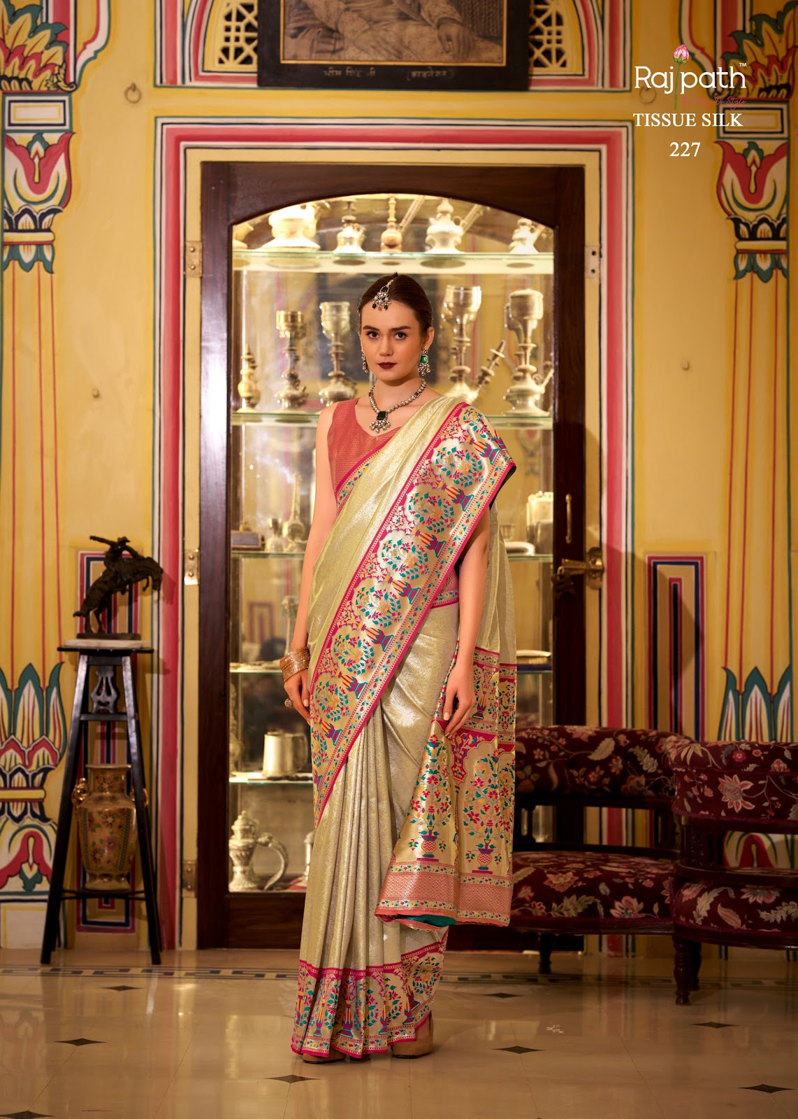 Virashat Silk Rajpath Tissue Sarees Wholesale