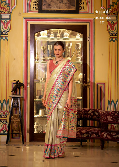 Virashat Silk Rajpath Tissue Sarees Wholesale