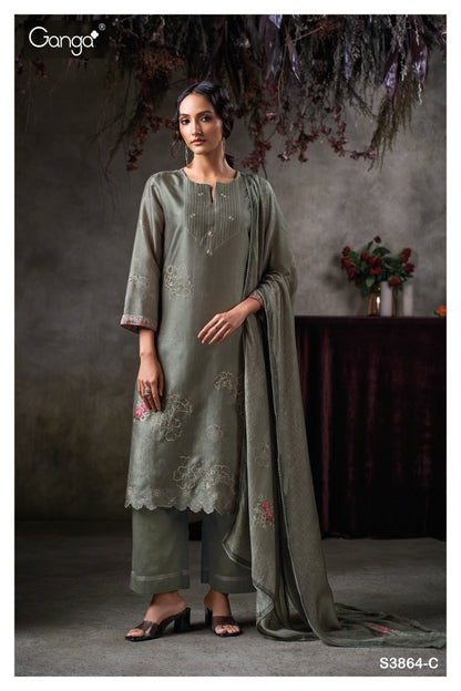 Virelza 3864 Ganga Premium Bemberg Plazzo Style Suits Exporter Gujarat