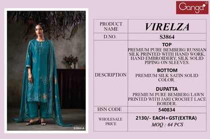 Virelza 3864 Ganga Premium Bemberg Plazzo Style Suits Exporter Gujarat