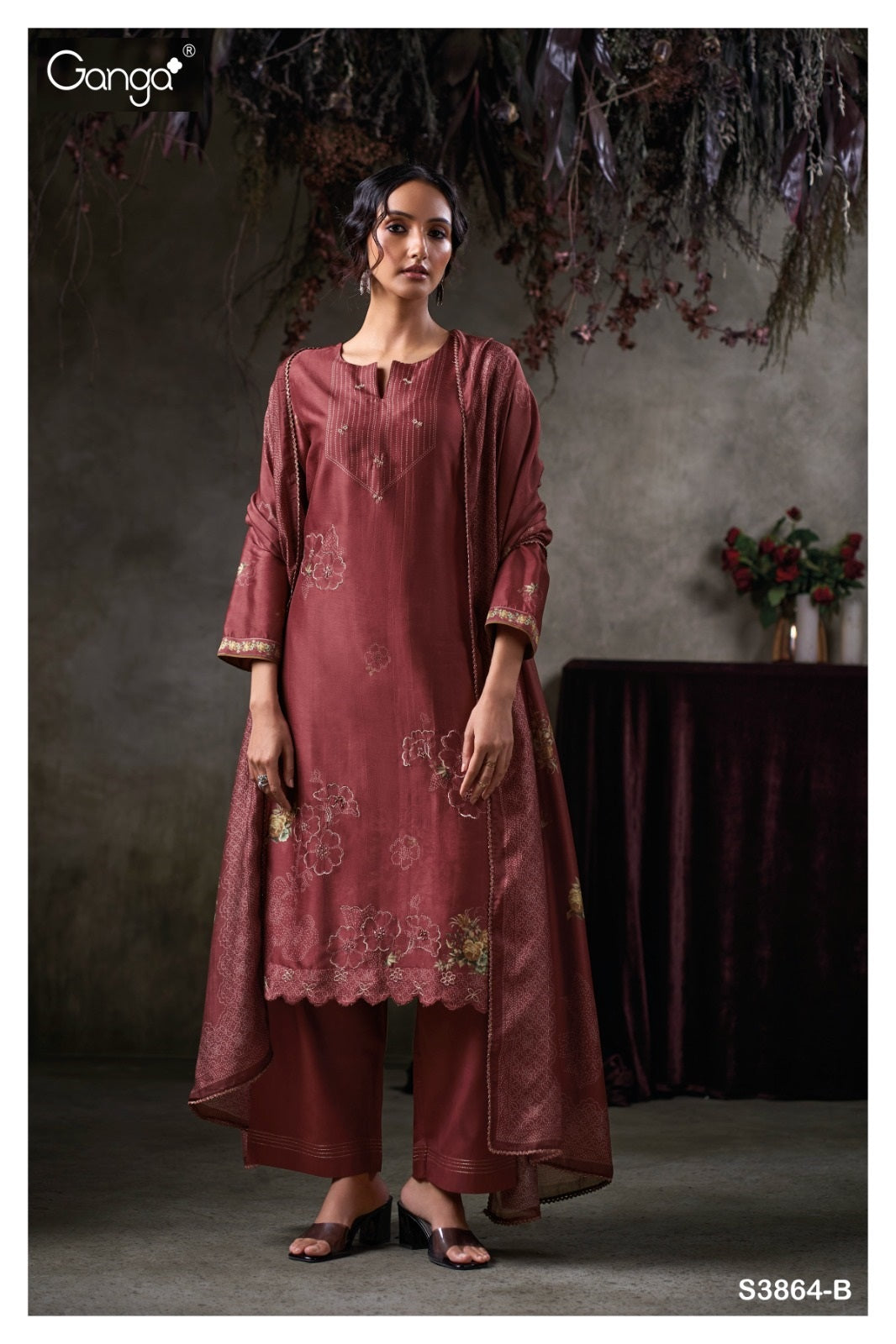 Virelza 3864 Ganga Premium Bemberg Plazzo Style Suits Exporter Gujarat