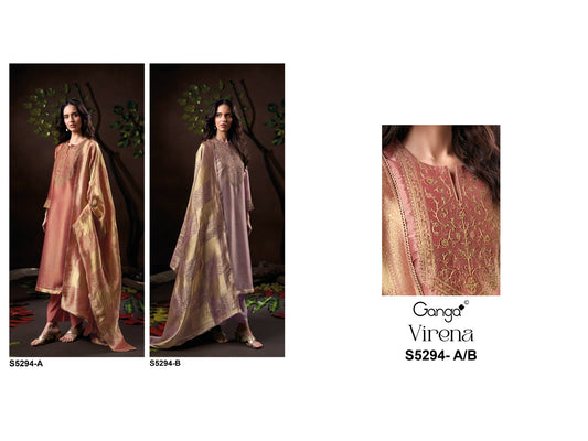 Virena S5294 Ganga Bemberg Silk Pant Style Suits Wholesale Rate