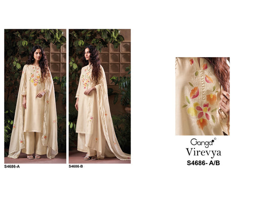 Virevya S4686 Ganga Mul Chanderi Plazzo Style Suits Exporter India