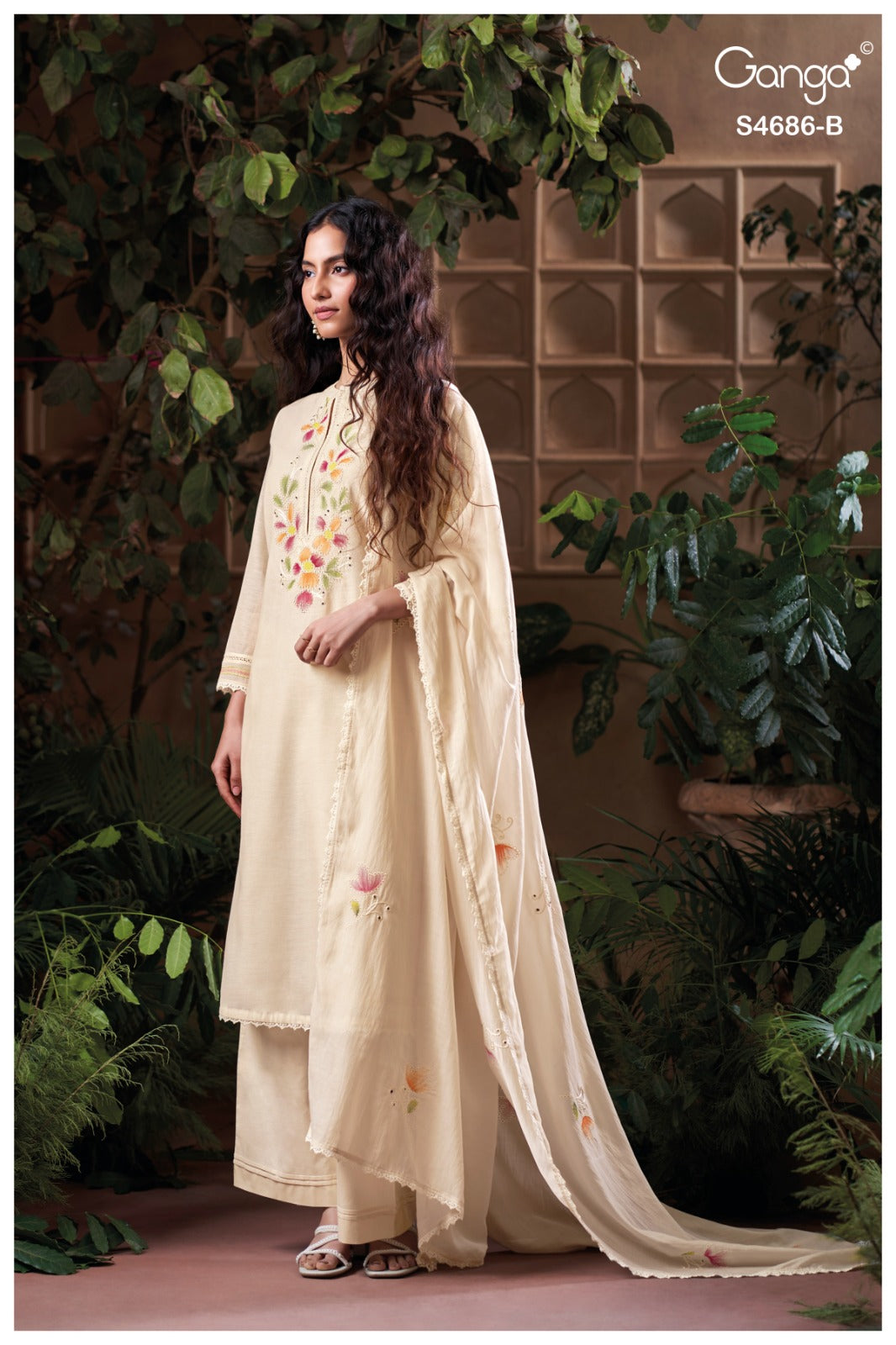 Virevya S4686 Ganga Mul Chanderi Plazzo Style Suits Exporter India