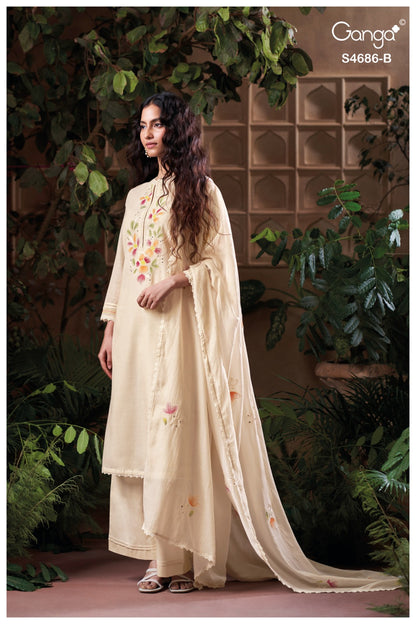 Virevya S4686 Ganga Mul Chanderi Plazzo Style Suits Exporter India