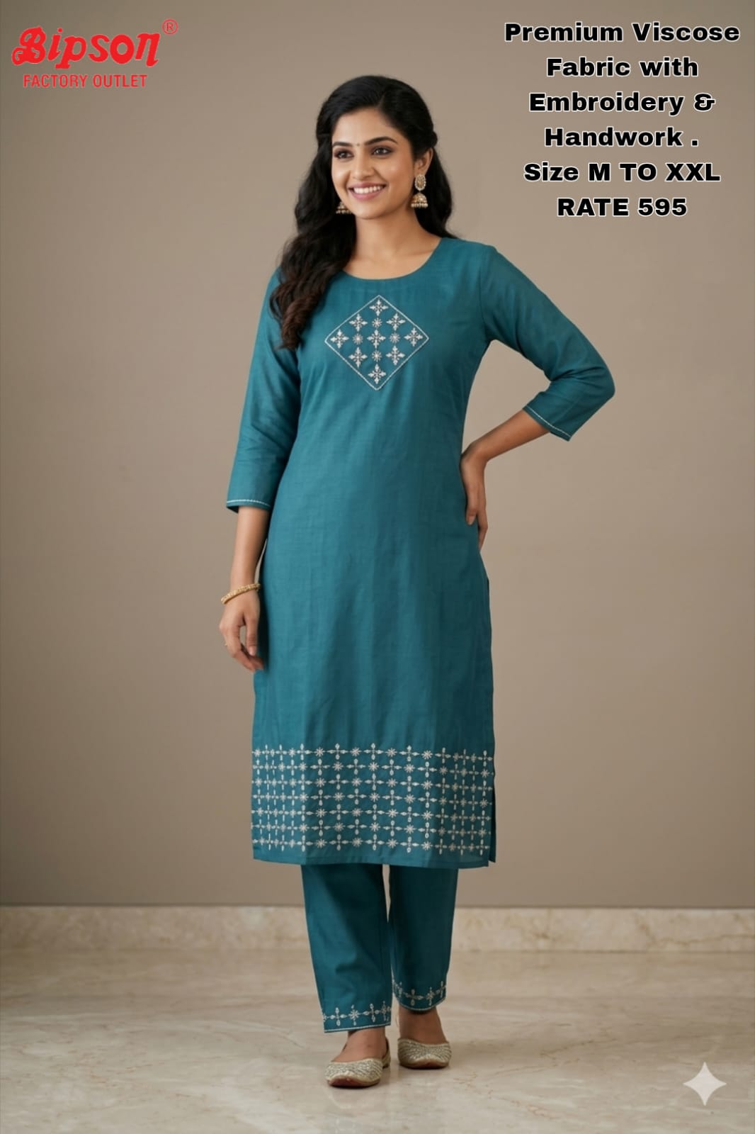 Viscose 1306 Bipson Prints Kurti Pant Set Wholesaler