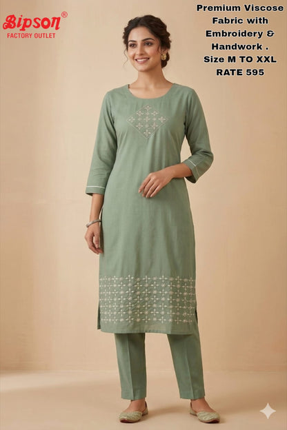 Viscose 1306 Bipson Prints Kurti Pant Set Wholesaler