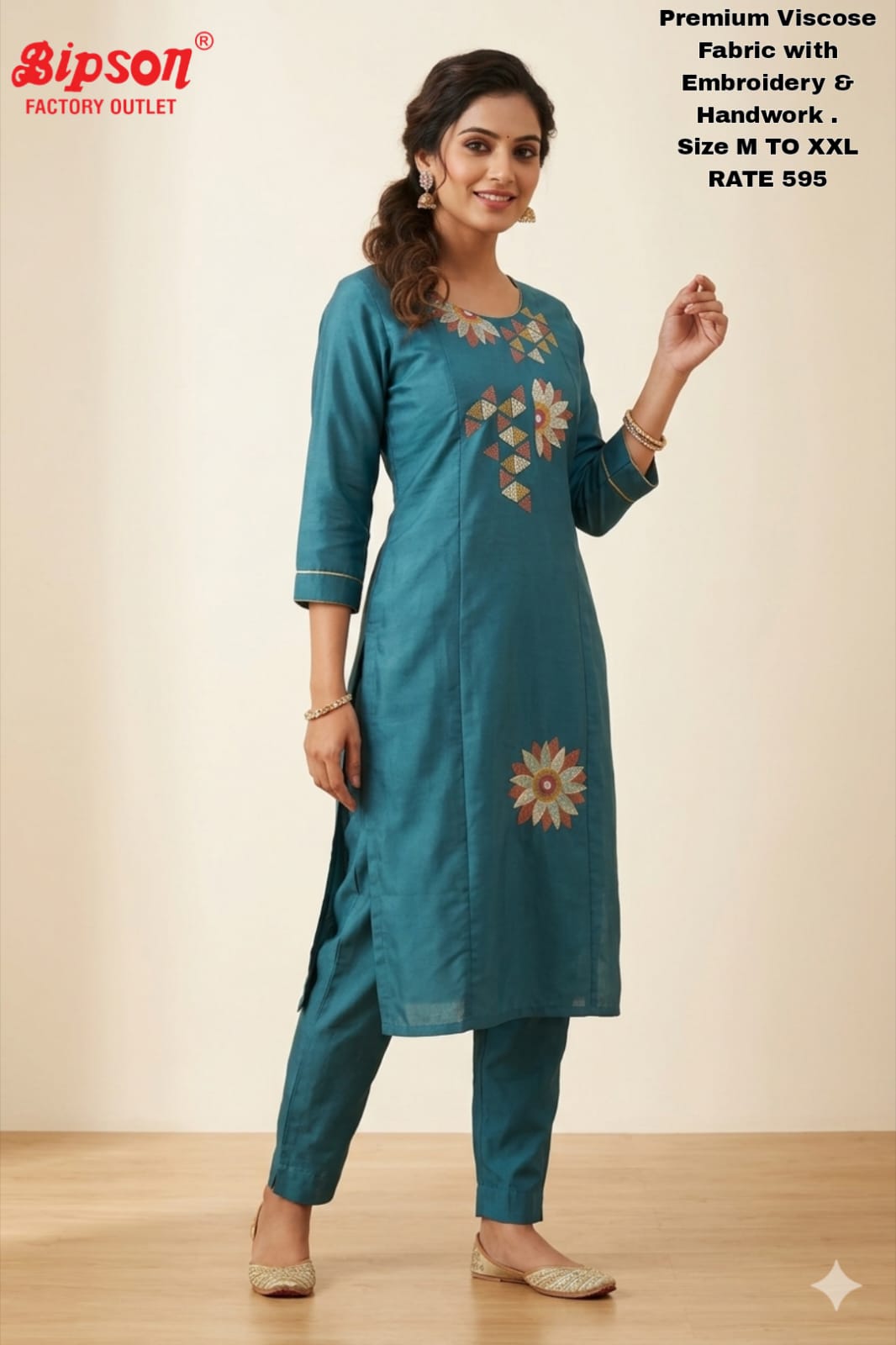 Viscose 1306 Bipson Prints Kurti Pant Set Wholesaler