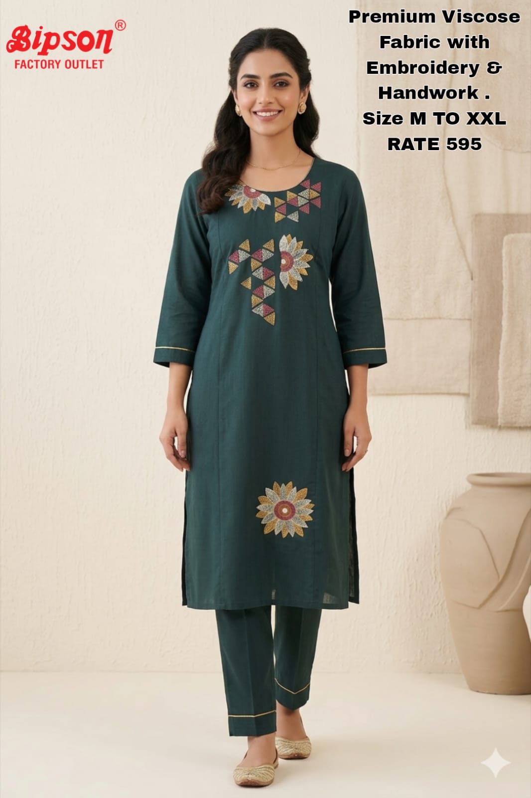 Viscose 1306 Bipson Prints Kurti Pant Set Wholesaler