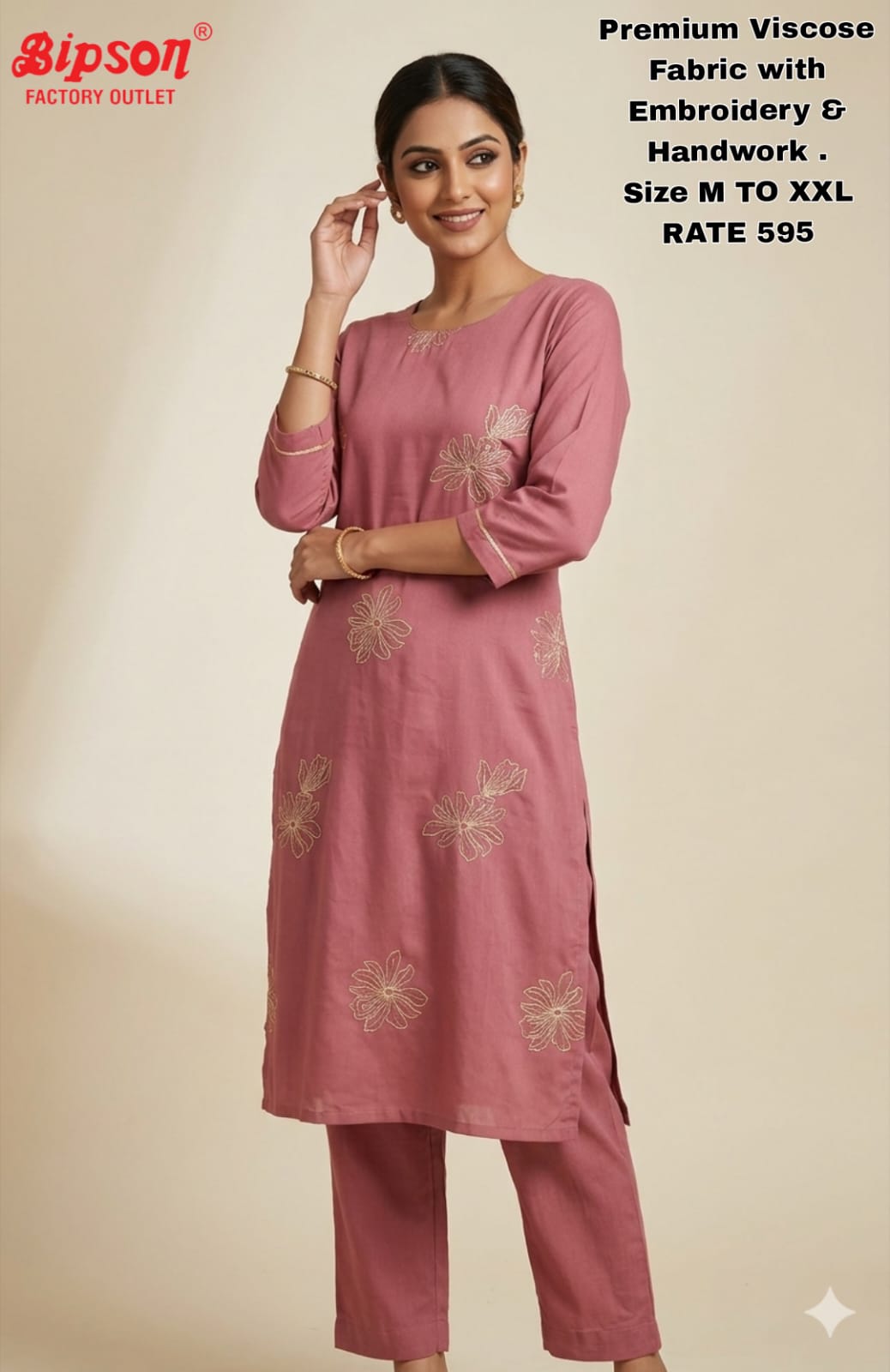 Viscose 1306 Bipson Prints Kurti Pant Set Wholesaler