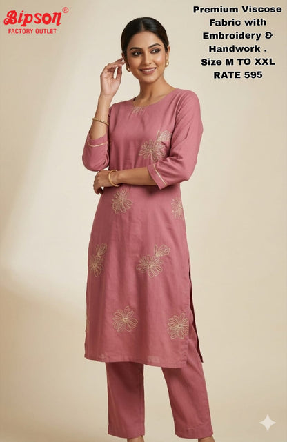 Viscose 1306 Bipson Prints Kurti Pant Set Wholesaler